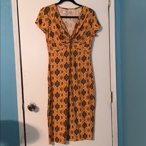Orange Patterned Body Con Dress